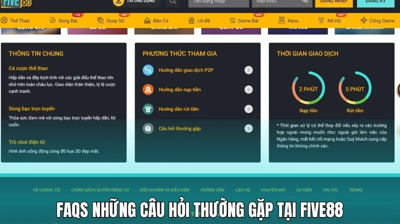 FAQs - Những câu hỏi và vấn đề thường gặp tại Five88